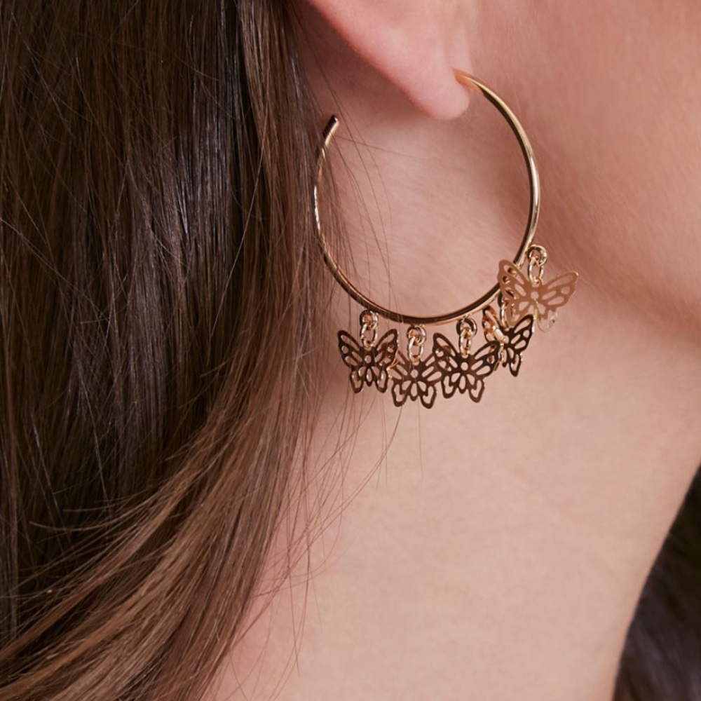 Butterfly Hoop Earrings